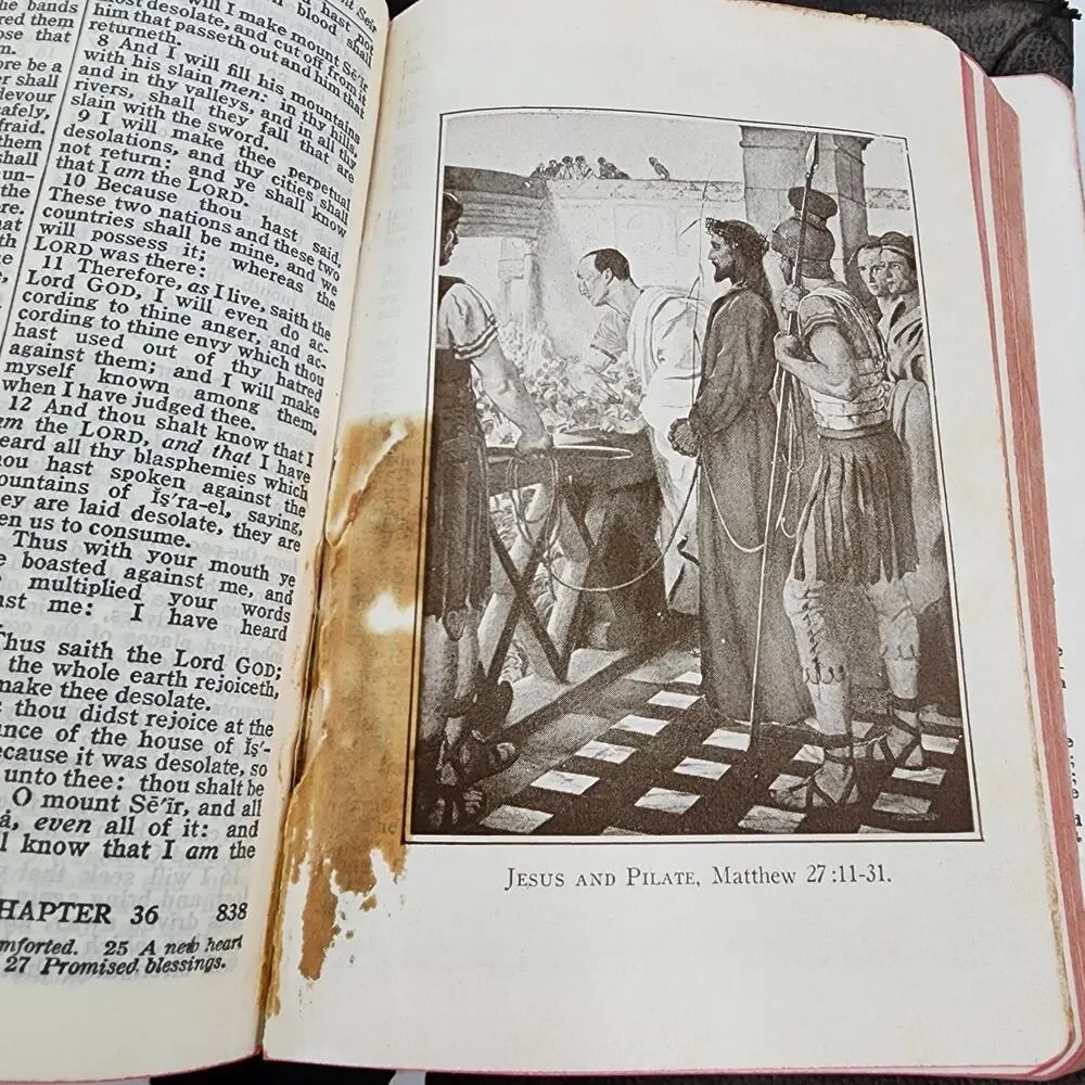 Antique Holy Bible Nelson Self Pronouncing Black Leather 1900s AS IS Need Repair - Picture 16 of 16